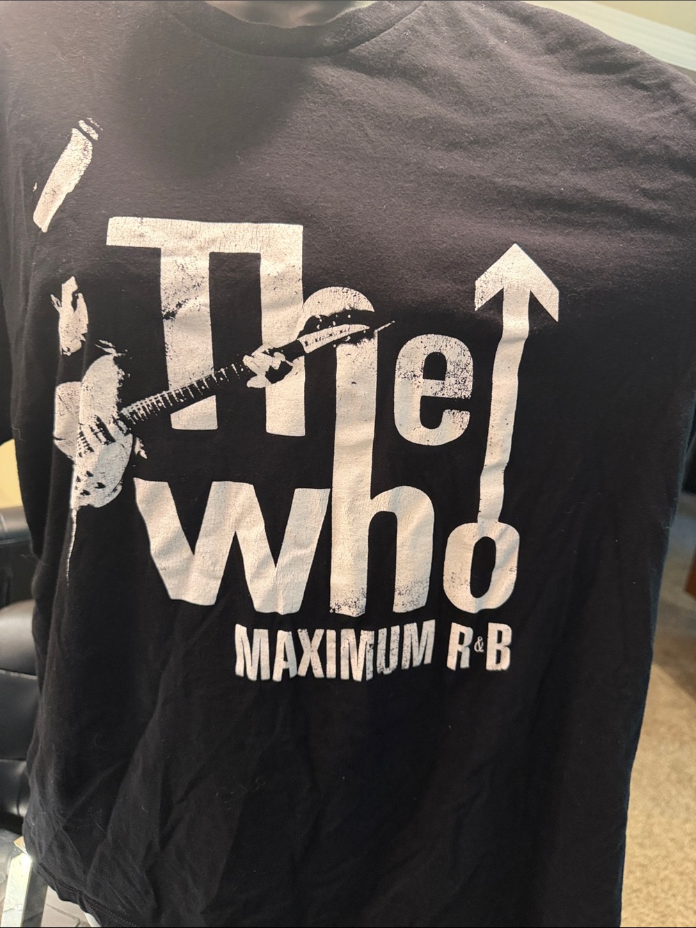 Black Graphic Tee with White 'The Who' Design - Band Logo Shirt